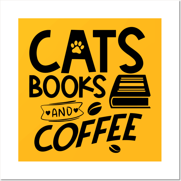 Cat books and coffee Wall Art by trendybestgift